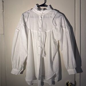 White Lace Detail Women's Top